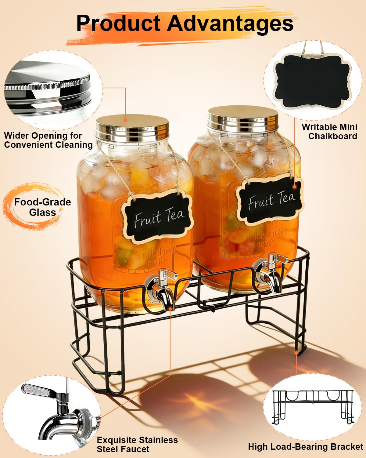 Glass Drink Dispenser with Stand I878