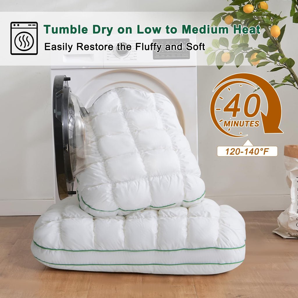 Fluffy Support Bed Pillow Queen Size Set of 2 White Z484197