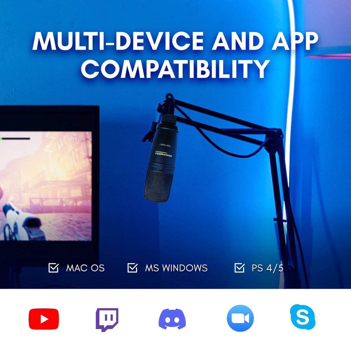 USB Microphone with Boom Arm P808