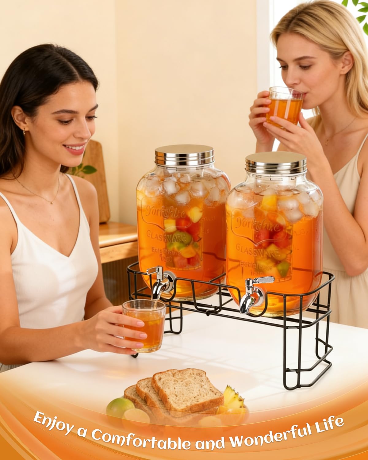 Glass Drink Dispenser with Stand I878