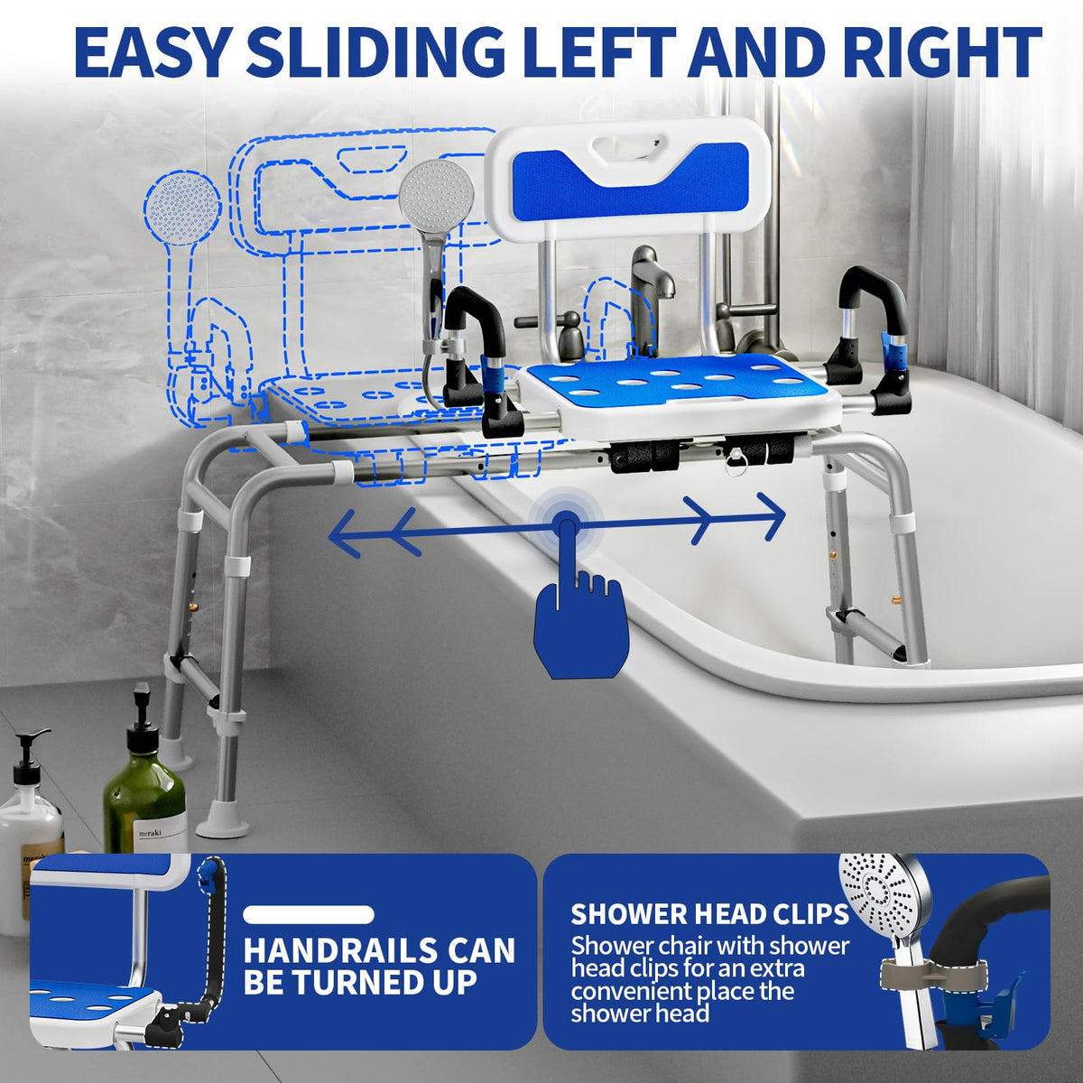Sliding Shower Chair with Arms and Back I9032