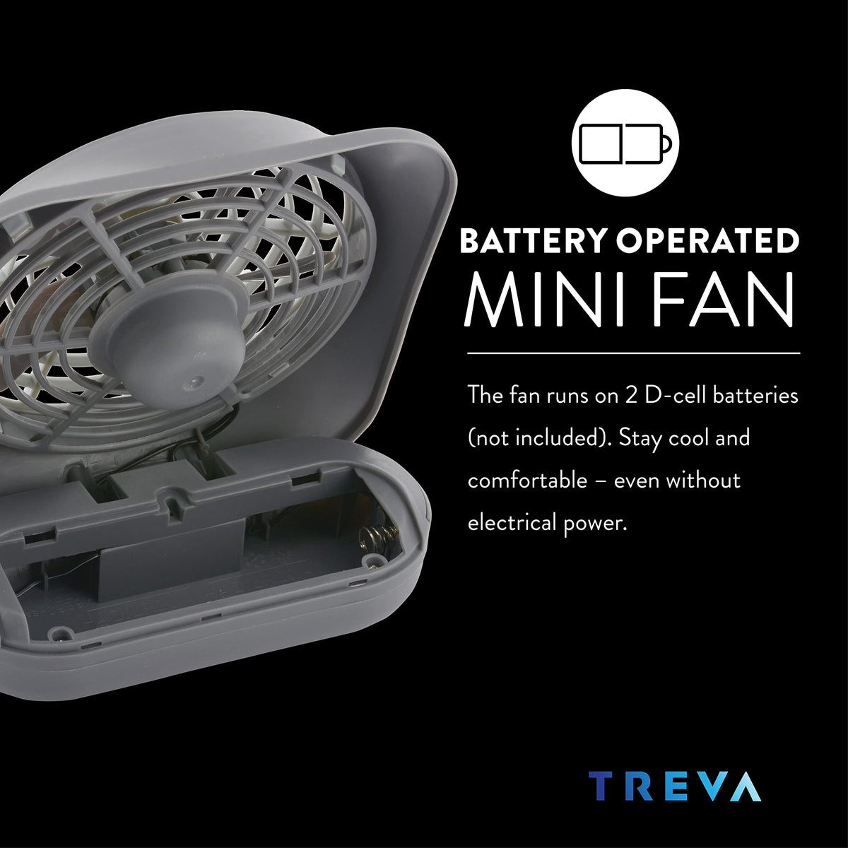 Portable Battery Powered Desk Fan 2-Speed Dark Blue F655566