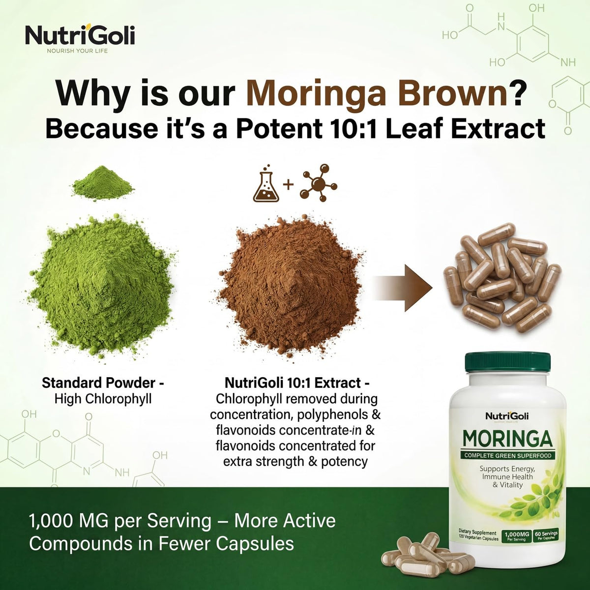 Moringa Capsules 1000mg 120 Vegetarian Capsules G5896