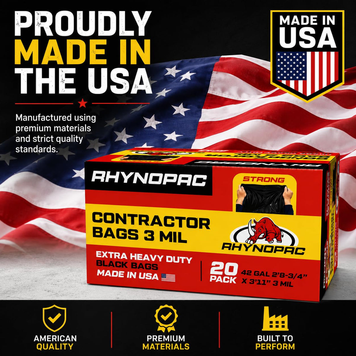 42 Gallon 3 Mil Contractor Trash Bag C6825