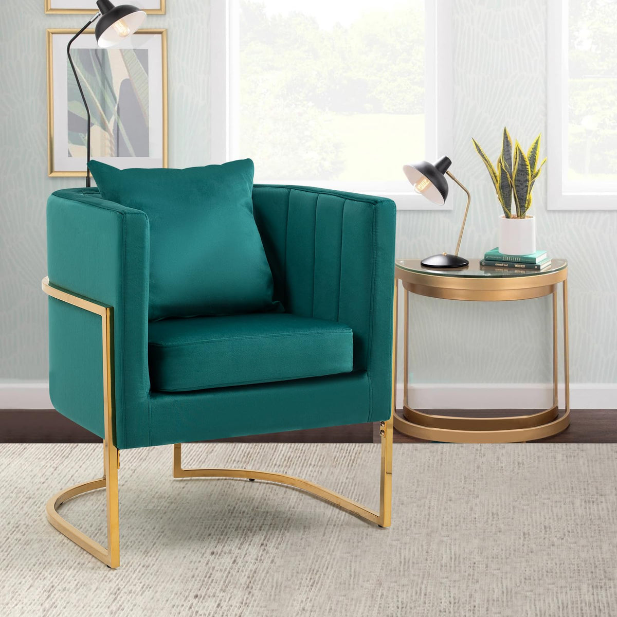 Velvet Accent Chairs Set of 2 Green I20065