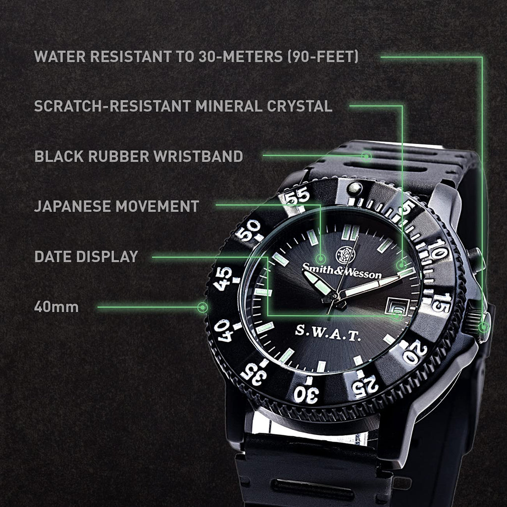 Men's Tactical Watch, 3ATM, Stainless Steel, 40mm P764287
