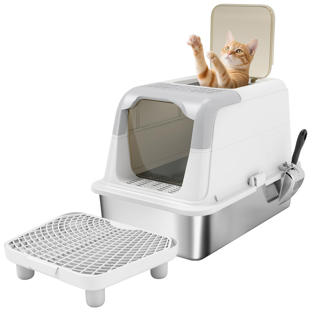 Extra Large Enclosed Stainless Steel Cat Litter Box K2388