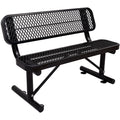 4Ft Black Metal Outdoor Bench with Back X53752