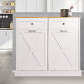White 2 x 10 Gallon Wooden Tilt Out Trash Can Cabinet P57416