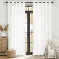 White 84 inches Long Semi Sheer Curtains O8853