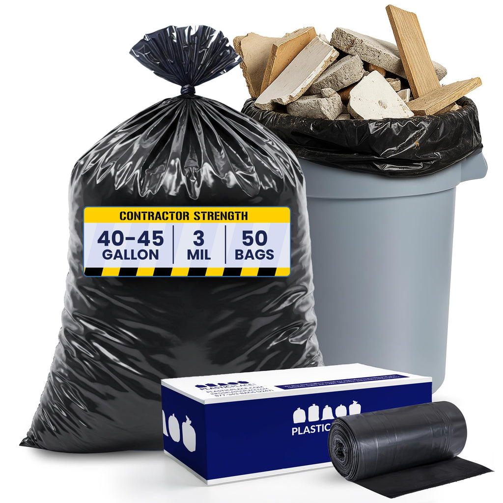 Black Heavy Duty 40-45 Gallon Trash Bags 3.0 Mil 50 Count C23617