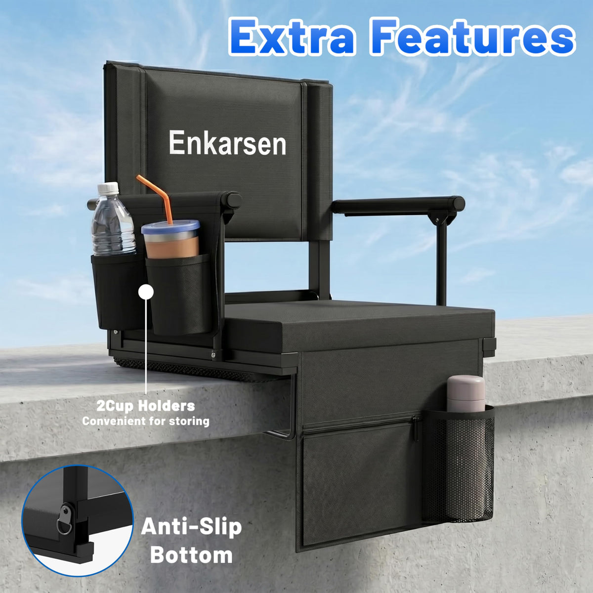 Portable Stadium Seat with Armrests & Cup Holder O469381