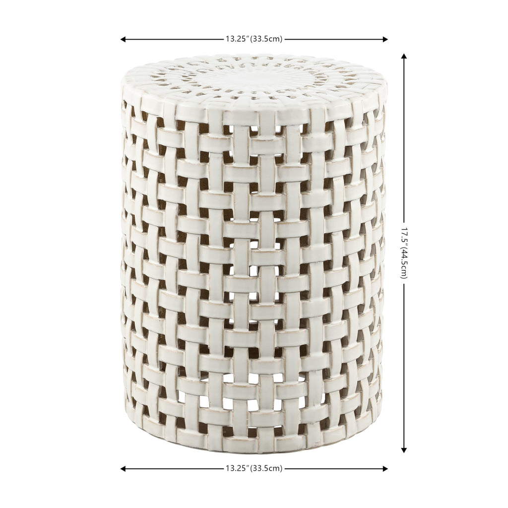 Cream Ceramic Decorative Accent Garden Stool P986