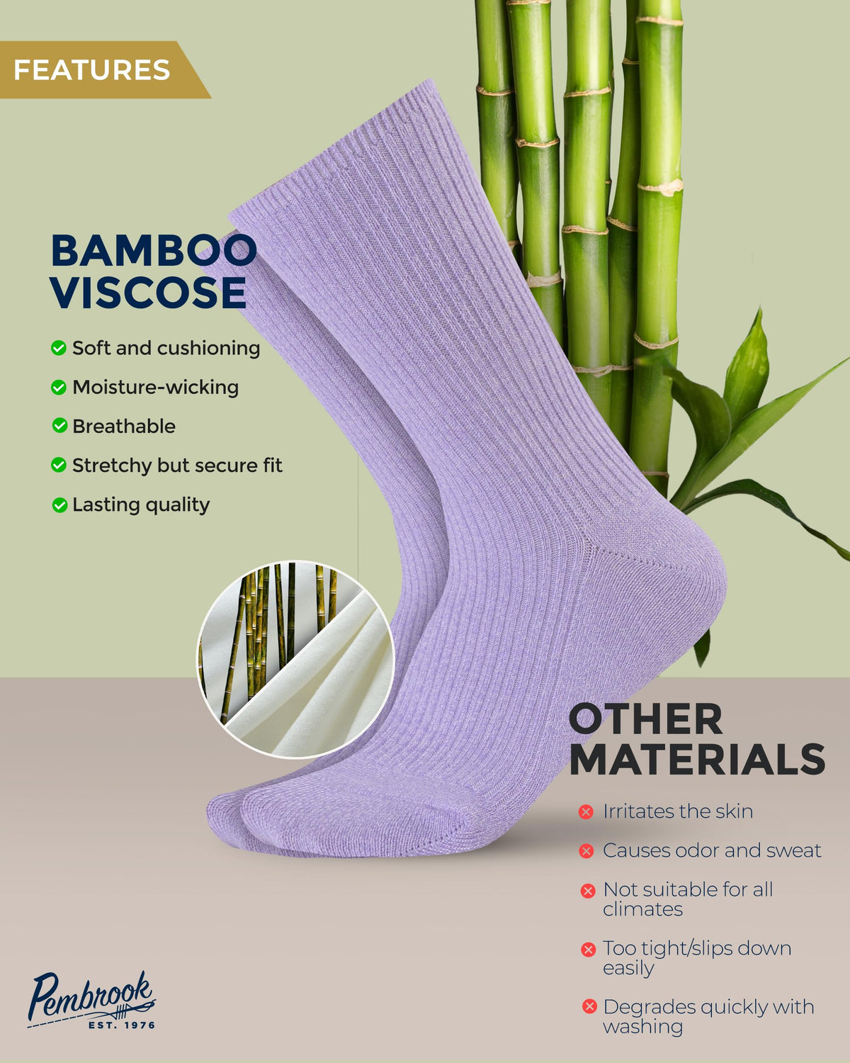 Ribbed Knit Bamboo Viscose Diabetic Socks for Women 6 Pairs Z250329