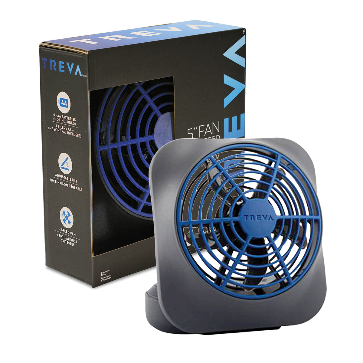 Portable Battery Powered Desk Fan 2-Speed Dark Blue F655566