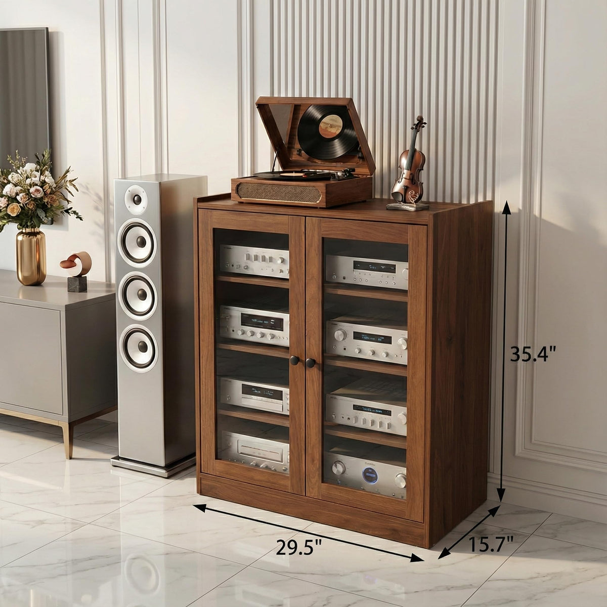 Audio Stereo Cabinet with Glass Doors W386158