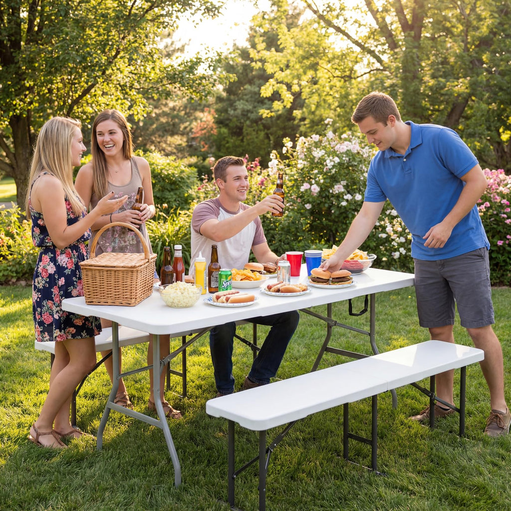 White 6ft Heavy Duty Folding Table H286148