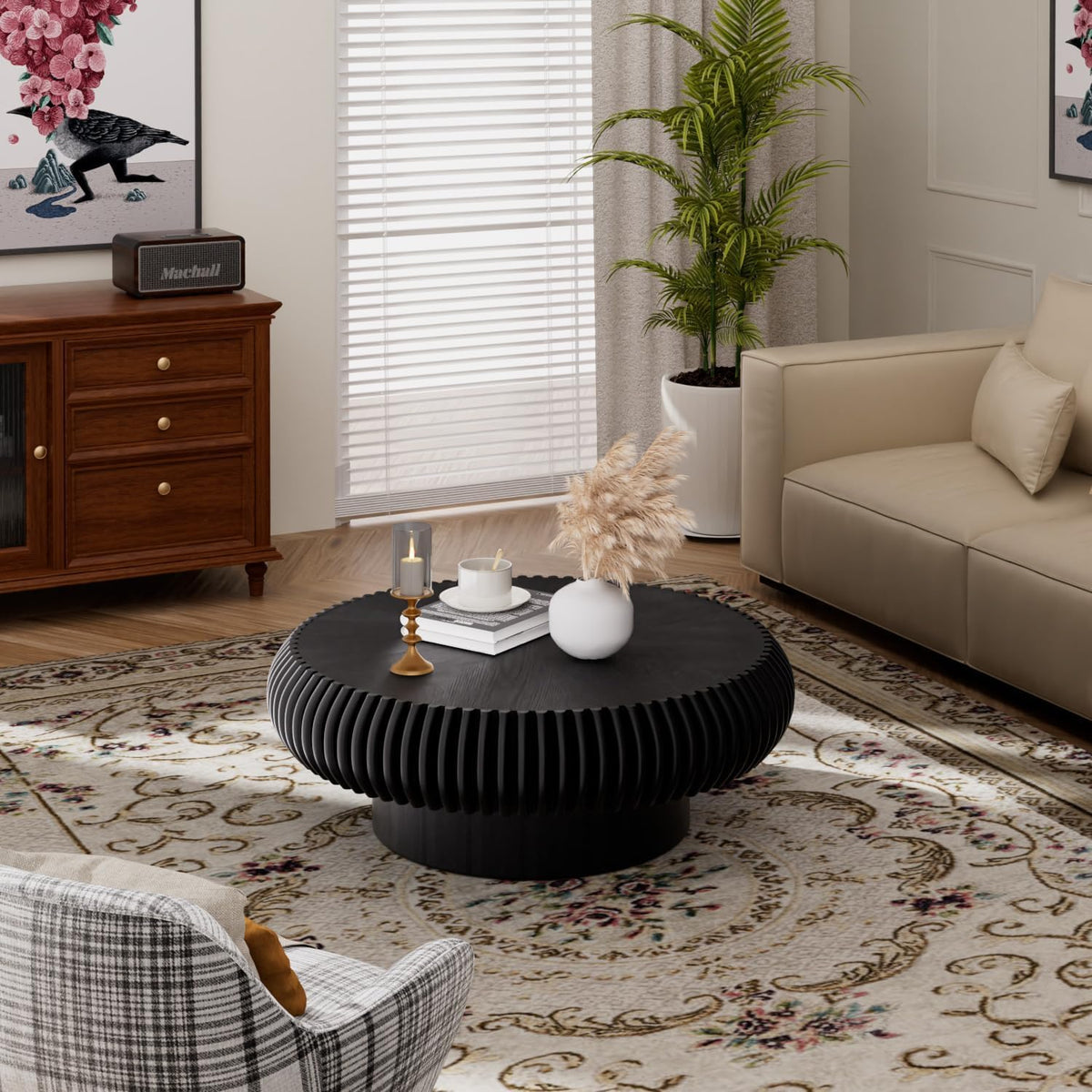 31.5" Black Drum Coffee Table O16210