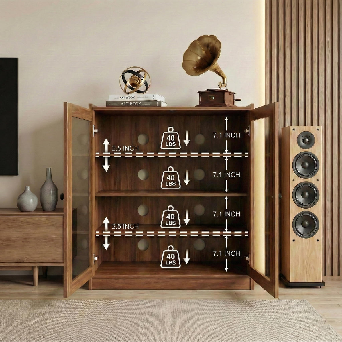 Audio Stereo Cabinet with Glass Doors W386158