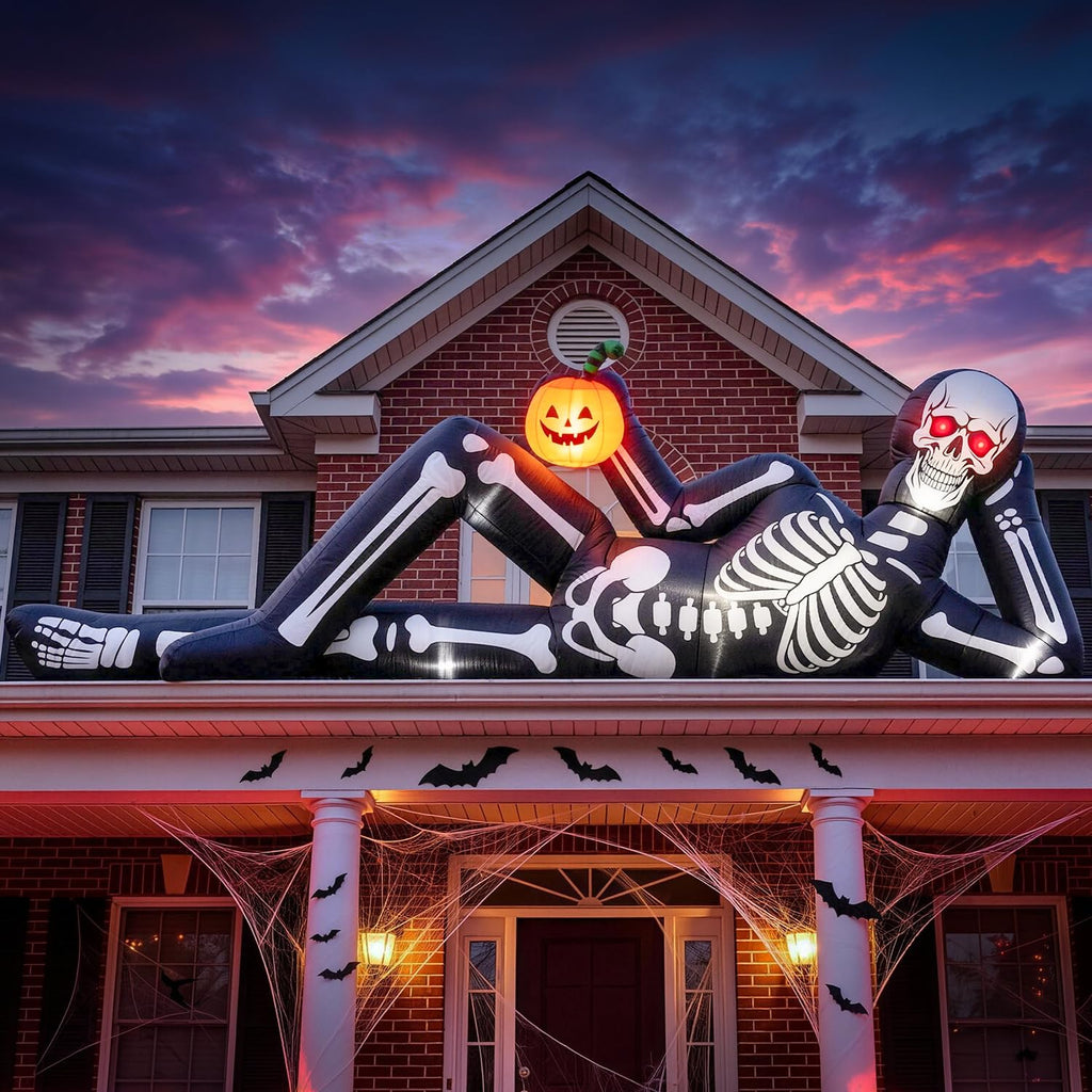 12FT Halloween Inflatable Lying Skeleton Decoration P5424