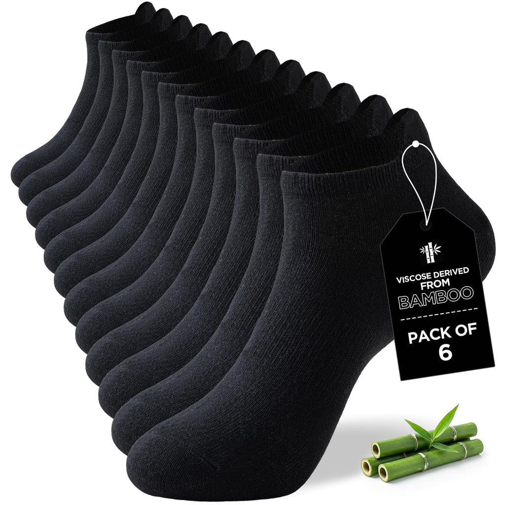 Ankle Socks for Men, 6 Pairs, Bamboo Rayon Breathable Low Cut U526