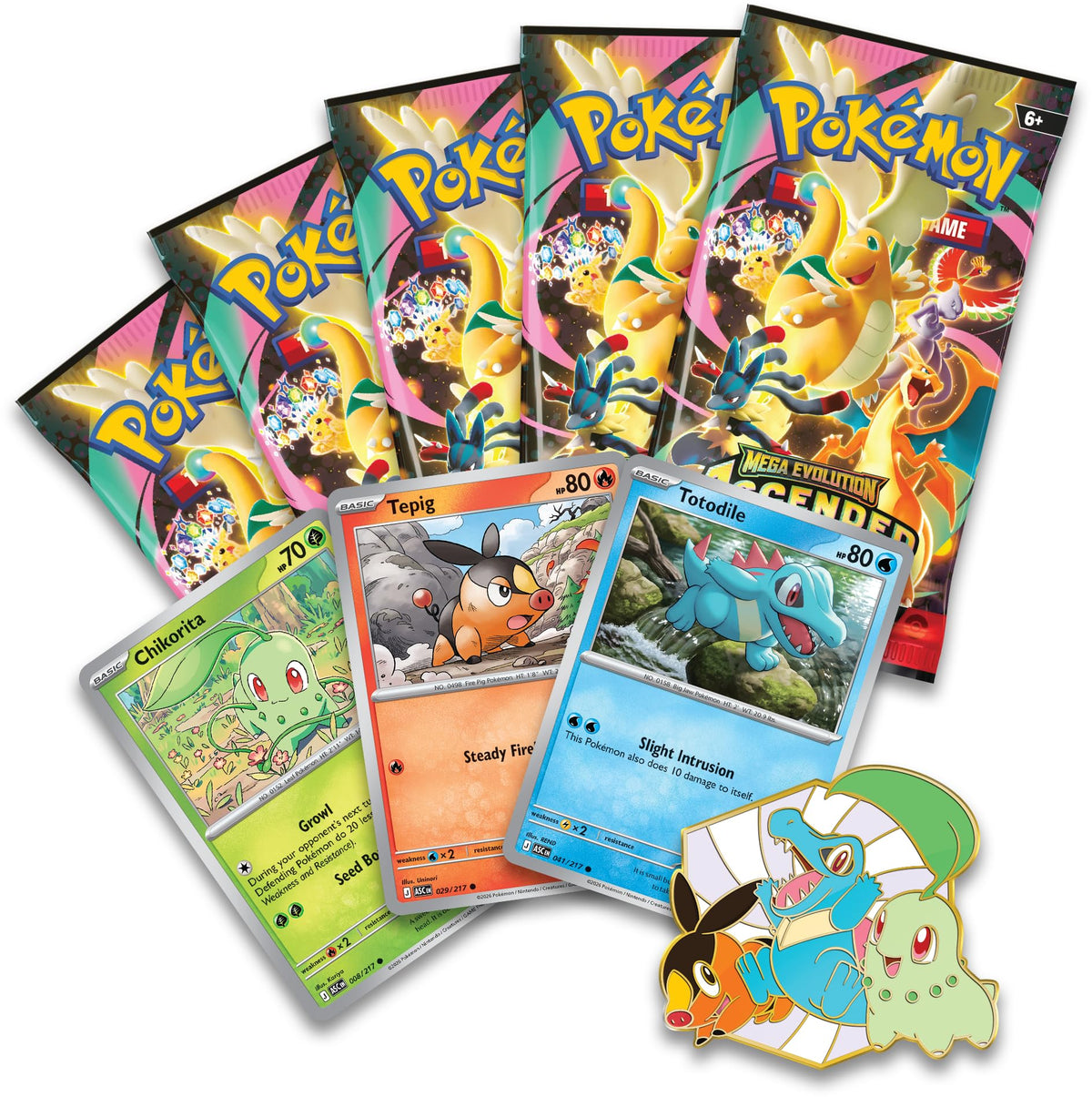Pokémon TCG 3 Foil Promo Cards 1 Deluxe Pin & 5 Booster Packs L747
