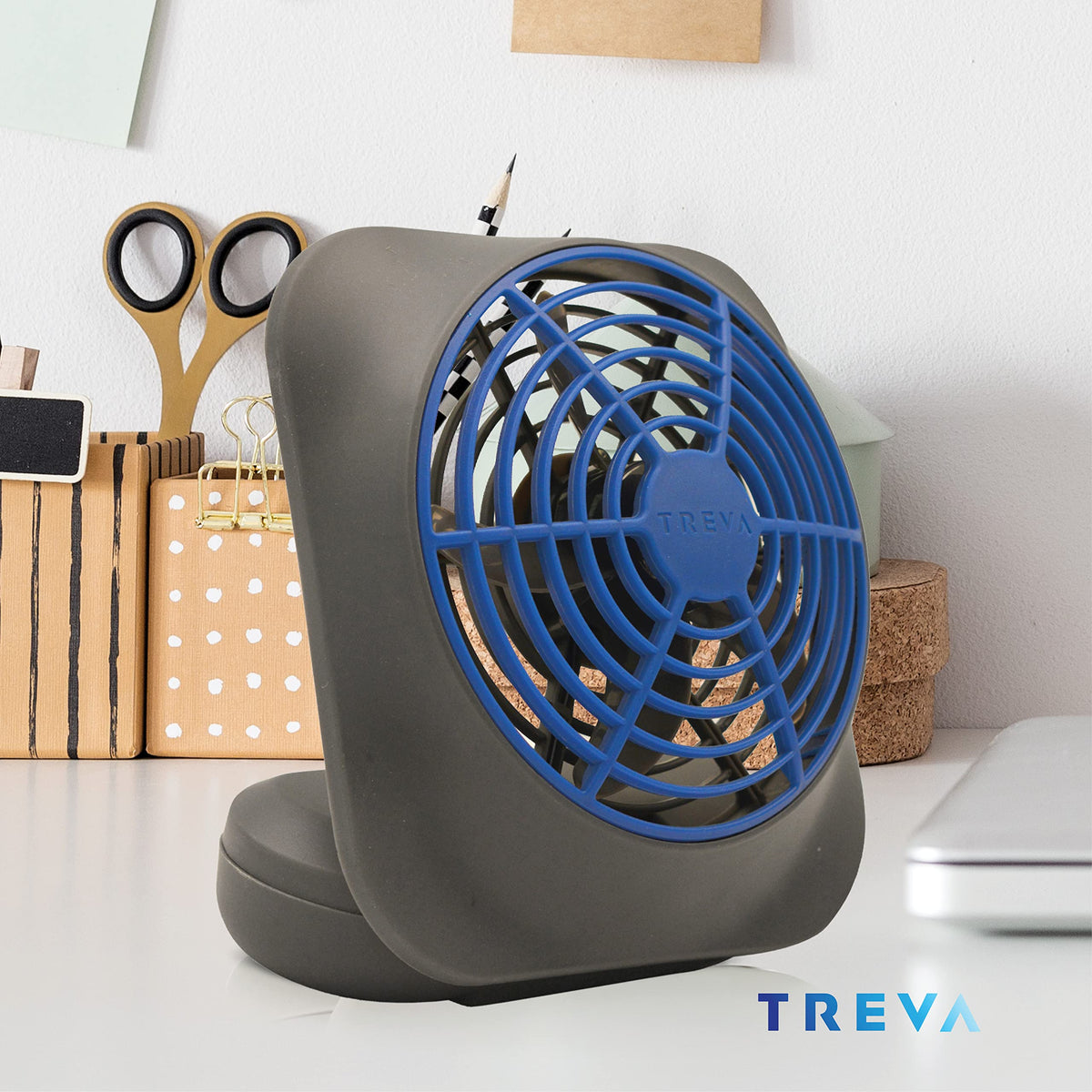 Portable Battery Powered Desk Fan 2-Speed Dark Blue F655566