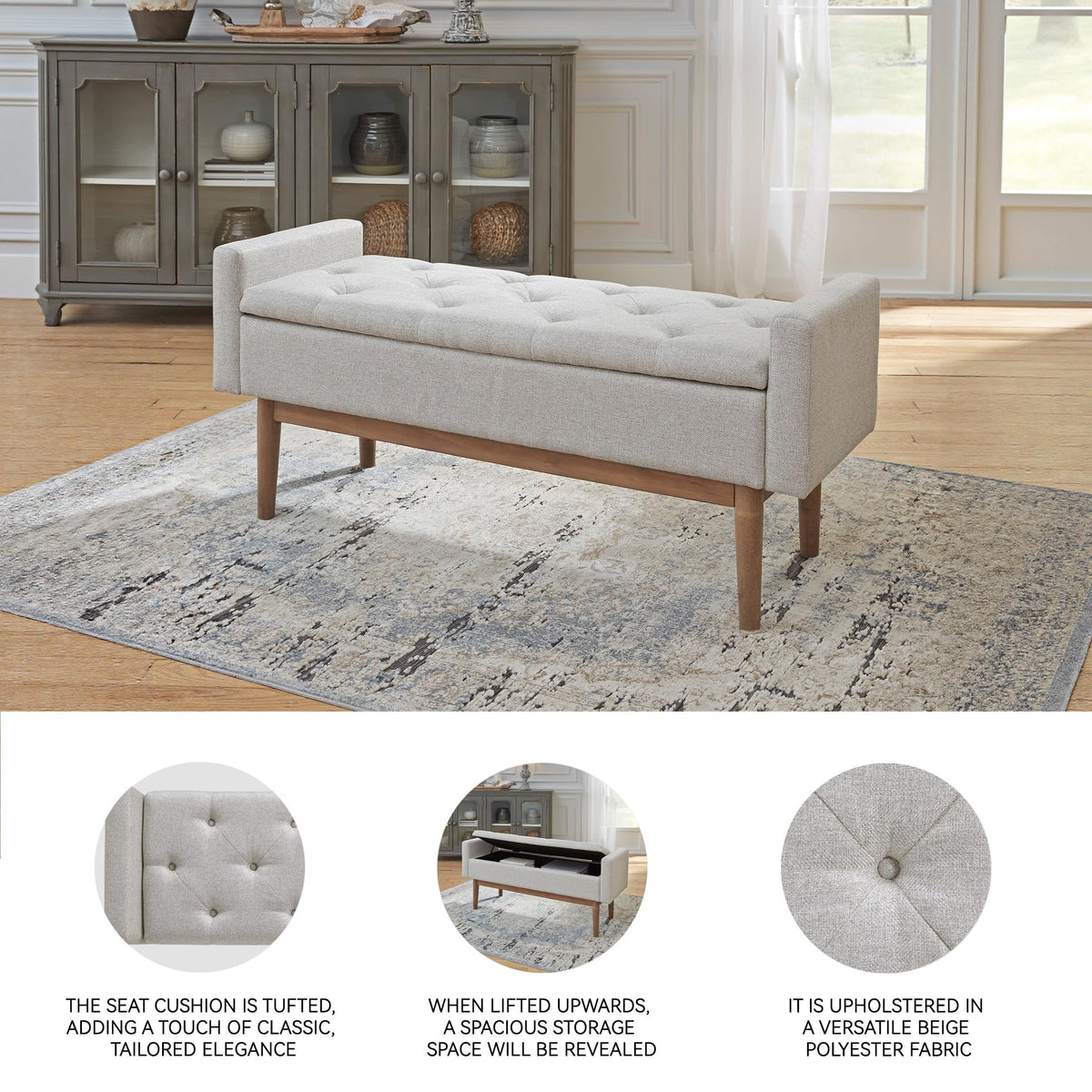 Upholstered Storage Bench Q554