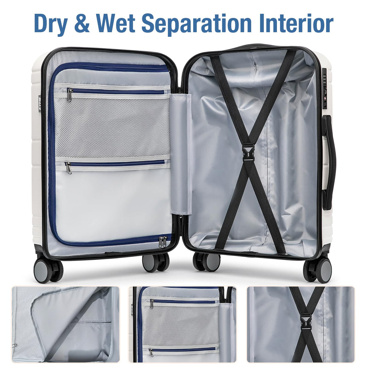 White 20 Inch Hardshell Carry On Luggage E273969