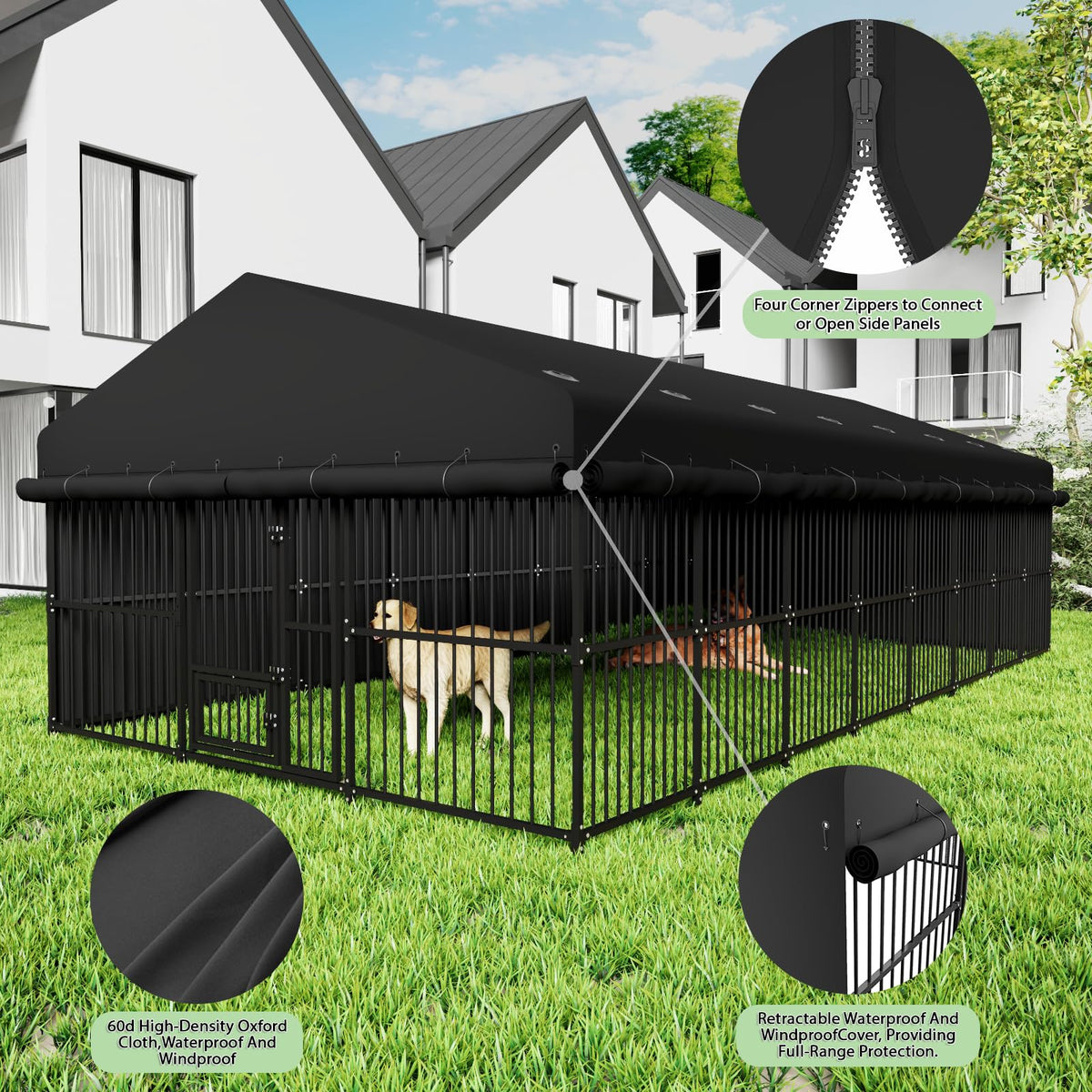 10x20x6.5 FT Heavy-Duty Metal Outdoor Dog Kennel D8198