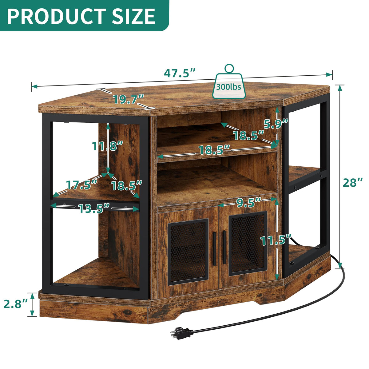 Corner Farmhouse TV Stand with Storage Cabinets R7590