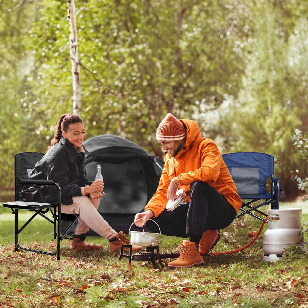 Camping Chairs, Folding Chairs for Outside, Directors Chairs Foldable Adults Heavy Duty, Support to 450LBS V615491
