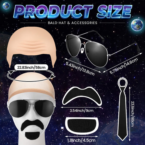 30 Pcs Bald Caps Costume Accessories Kit J75105