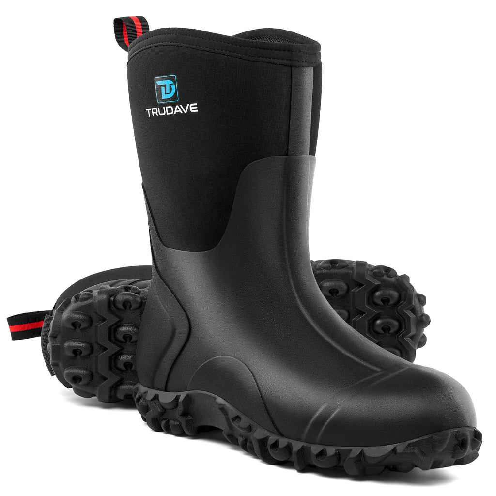 Rubber Boots with Steel Shank, 6mm Neoprene Mid Calf Rain Boots L56267