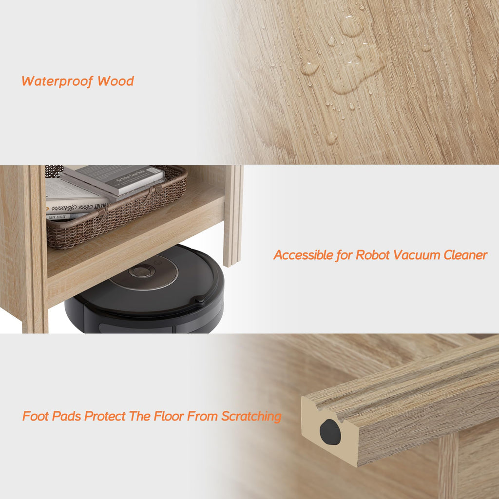 Set of 2 Square 2-Tier Nightstand with Storage I92330
