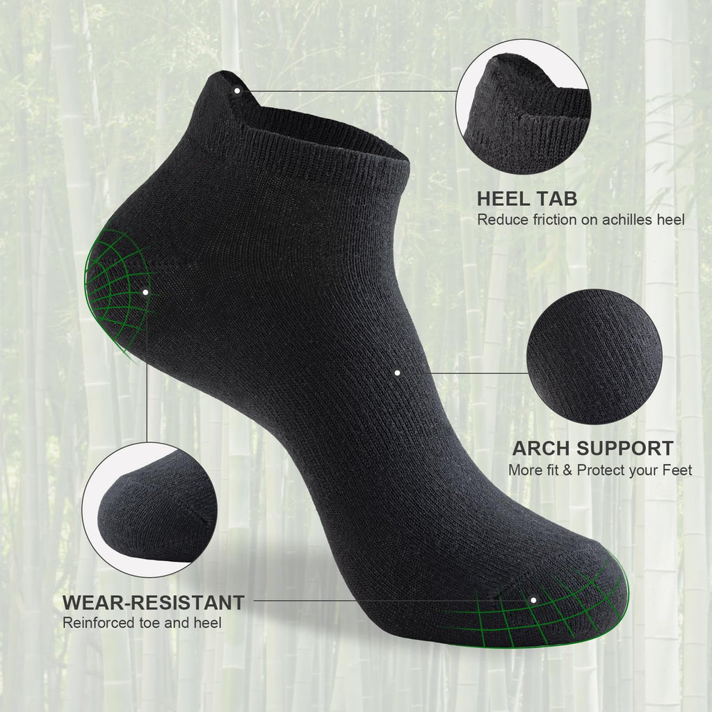 Ankle Socks for Men, 6 Pairs, Bamboo Rayon Breathable Low Cut U526