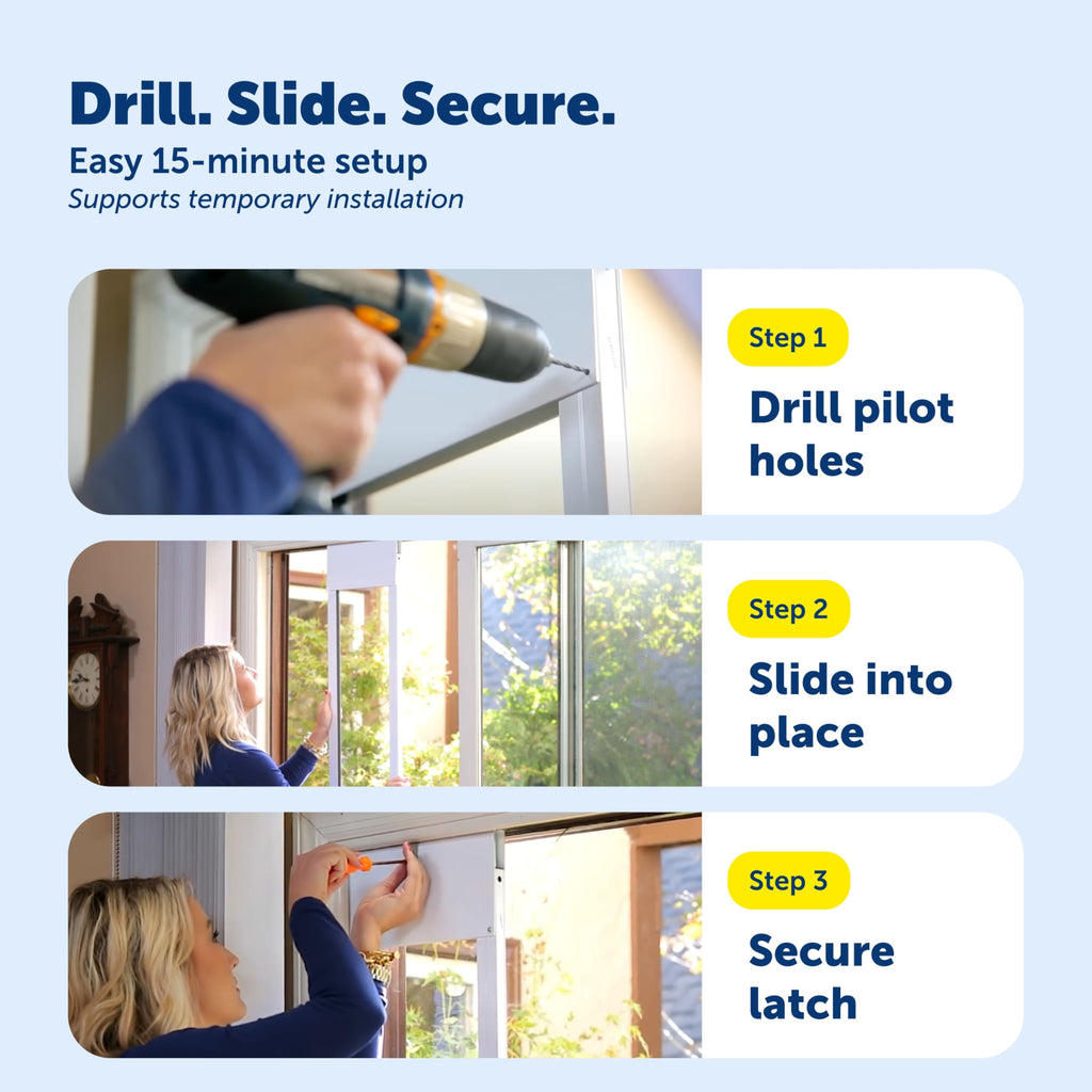 Sliding Glass Pet Door, Large, White T78188