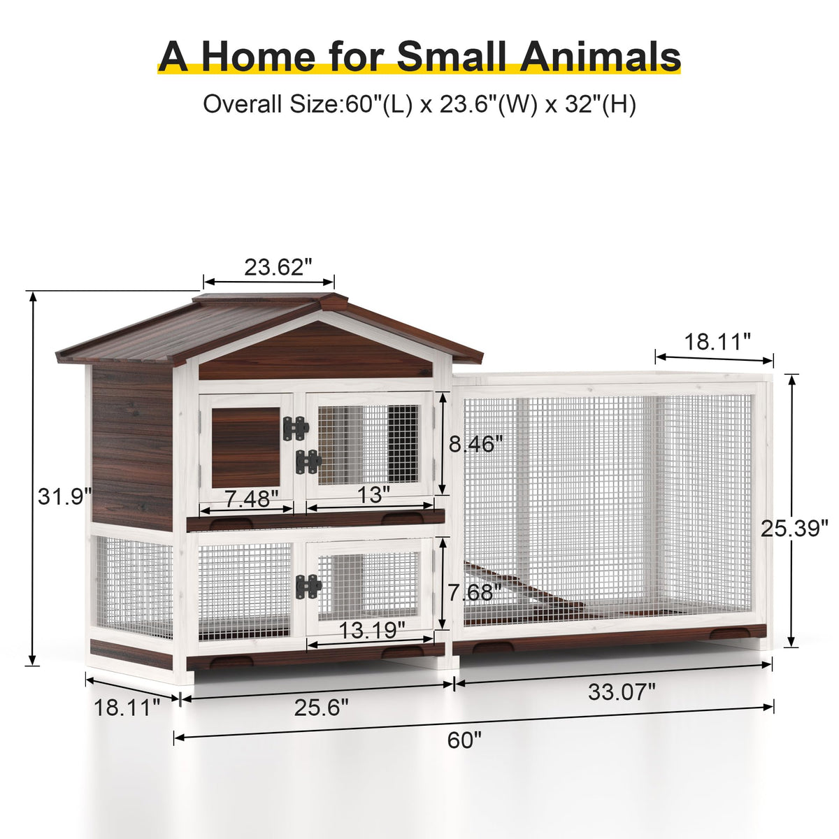 60" Wooden Rabbit Hutch U72388
