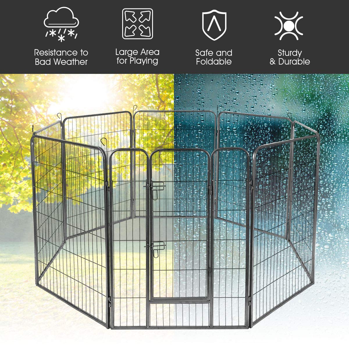 16 Panel Metal Pet Playpen with Door Q2292