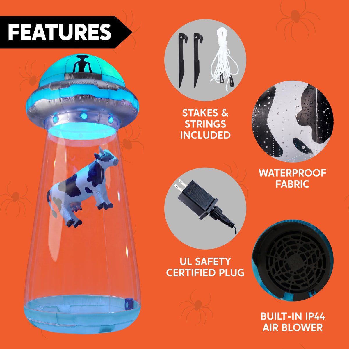 9 FT Tall Inflatable UFO Outdoor Decoration with LEDs O7856