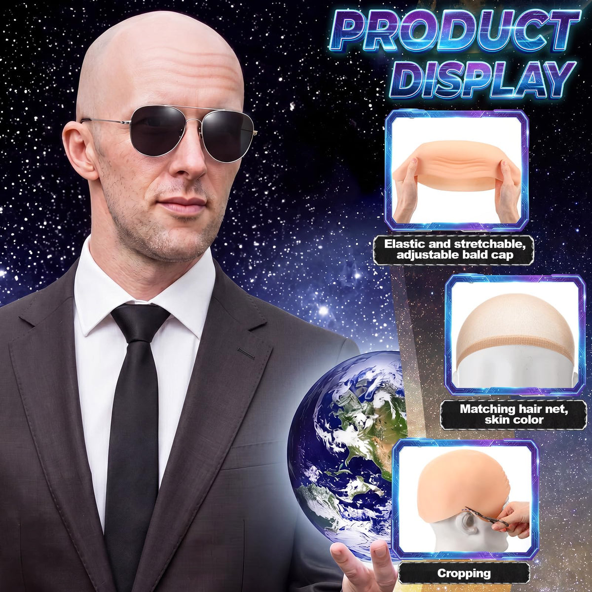 30 Pcs Bald Caps Costume Accessories Kit J75105