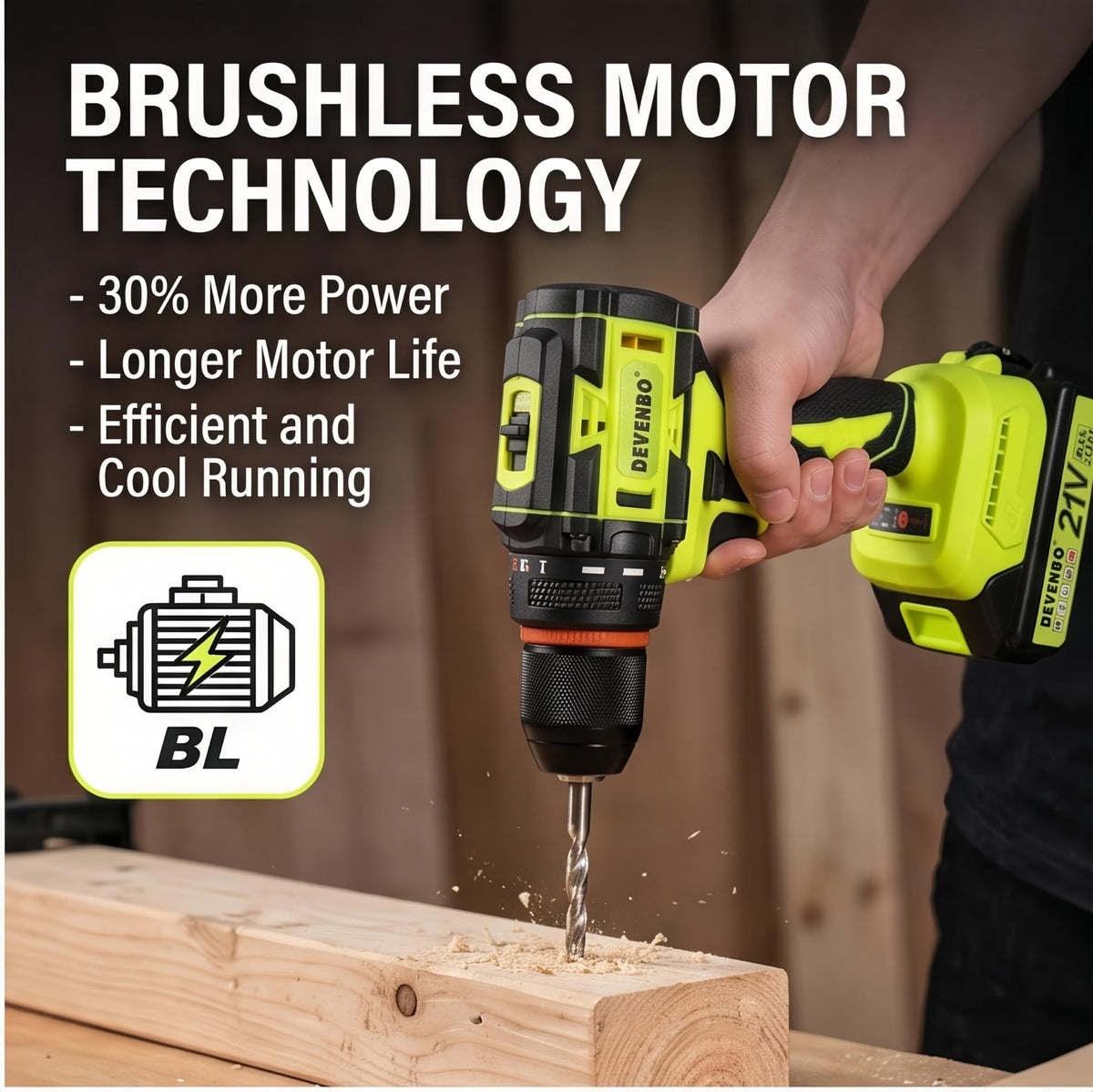 21V Brushless Cordless Drill Set Y924027