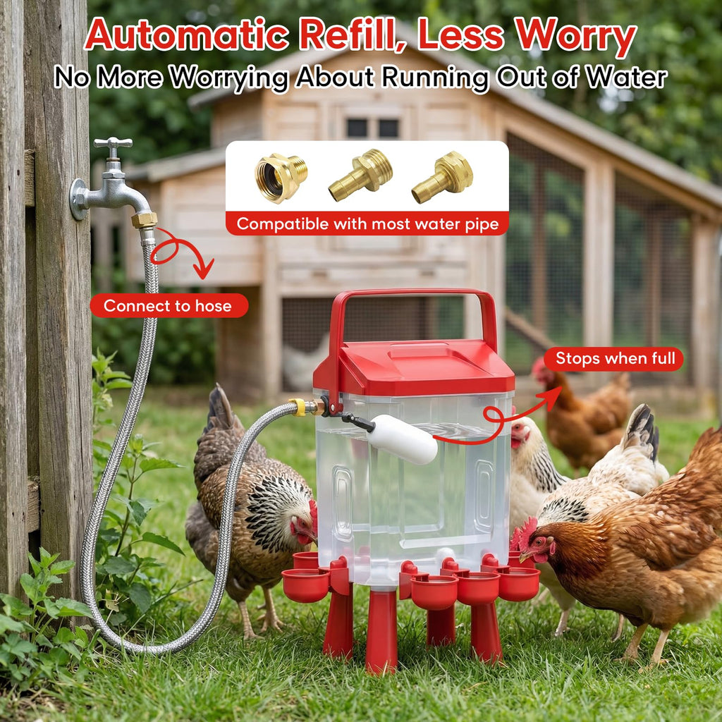 Automatic Chicken Waterer 3 Gallons with Float Valve E344