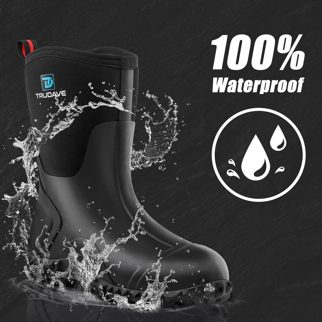 Rubber Boots with Steel Shank, 6mm Neoprene Mid Calf Rain Boots L56267