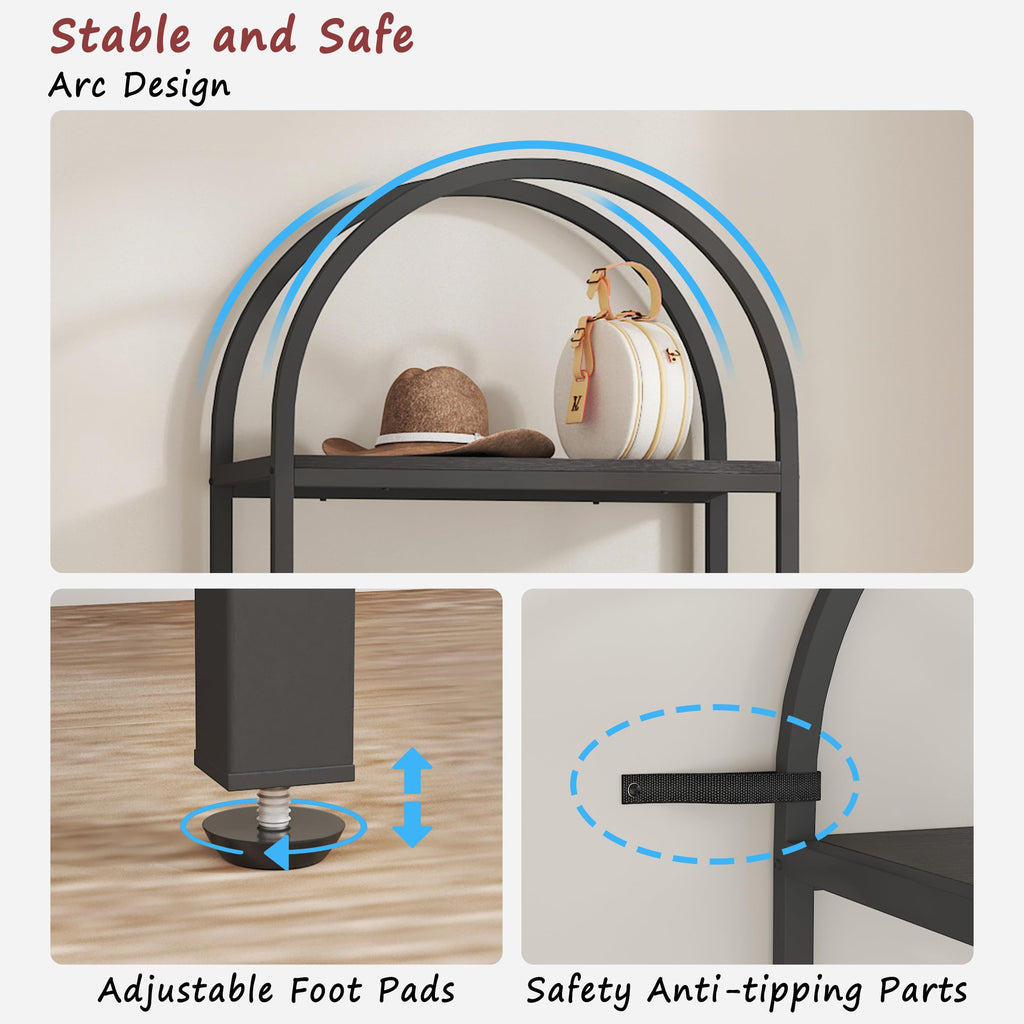 4 Tier Arched Black Bookshelf N6223