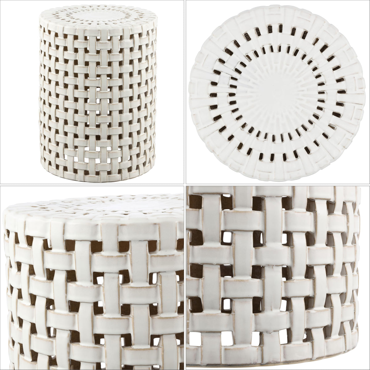 Cream Ceramic Decorative Accent Garden Stool P986