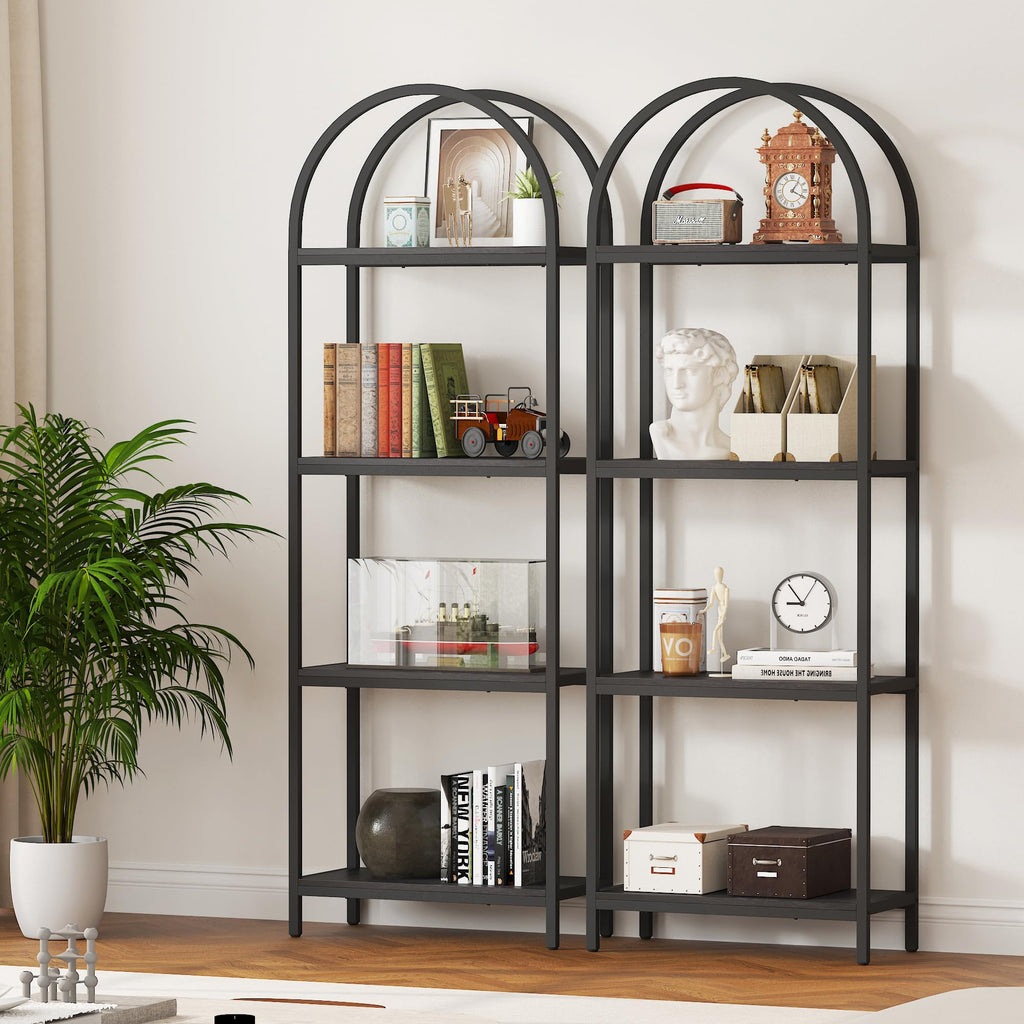 4 Tier Arched Black Bookshelf N6223