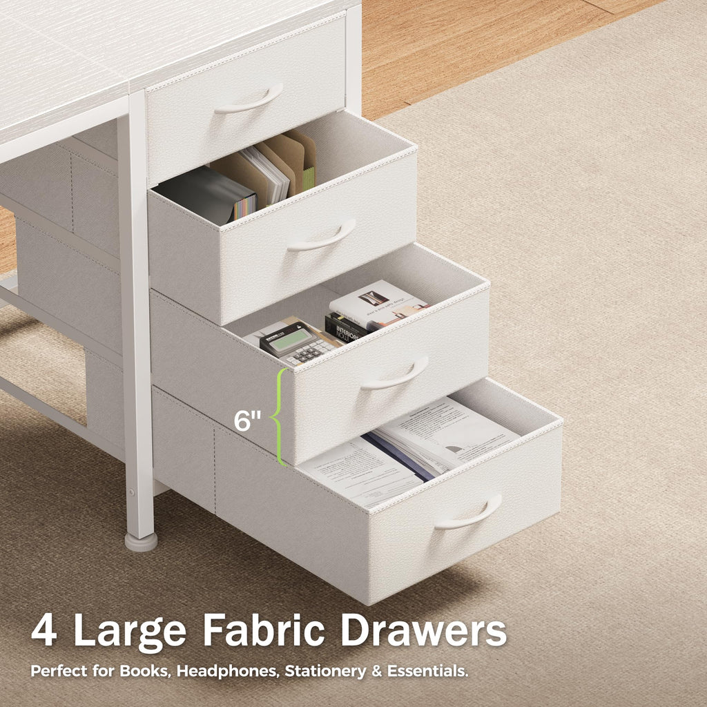 55.1 Inch White Desk with Power Outlets and USB-C Port J696683