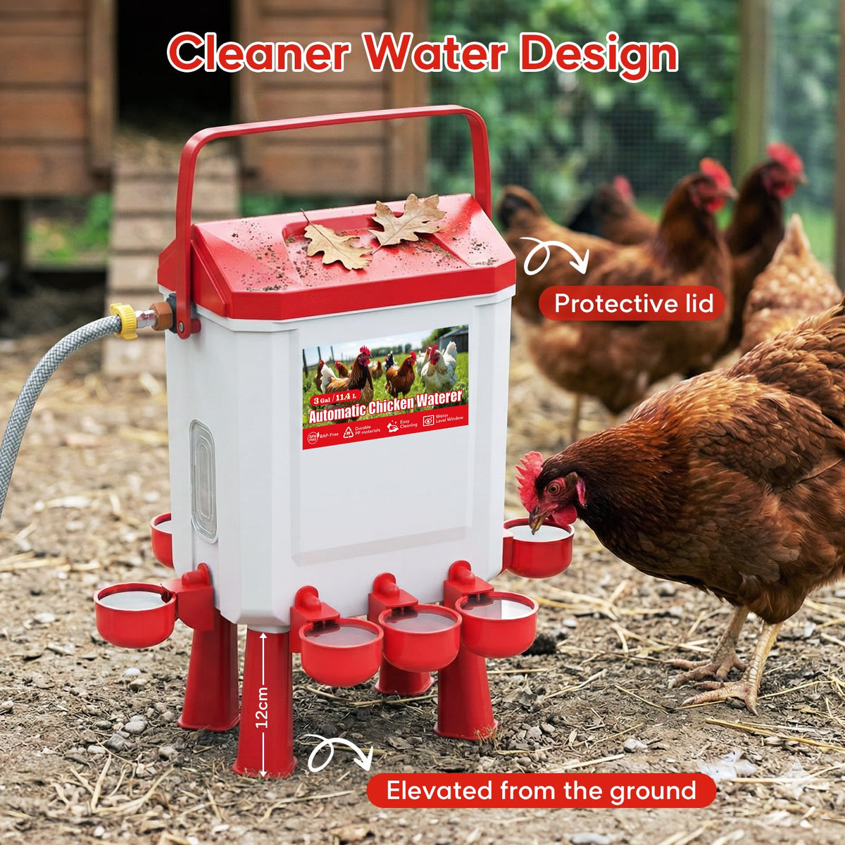 Automatic Chicken Waterer 3 Gallons with Float Valve E344