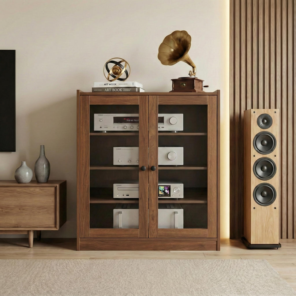 Audio Stereo Cabinet with Glass Doors W386158